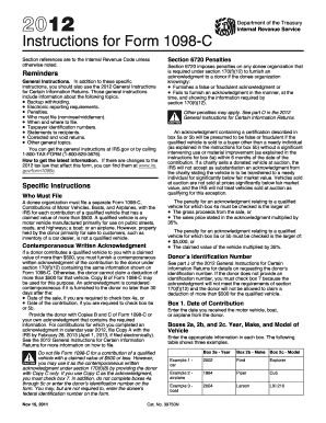  Irs Form 1098 C Instructions 2012