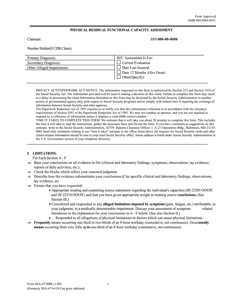  Can I Print Out a Residual Functional Capacity Form 1989-2024