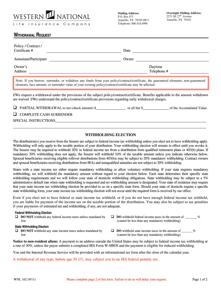 Western National Annuity  Form