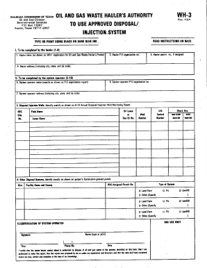 Railroad Commission of Texas Wh 3 Form