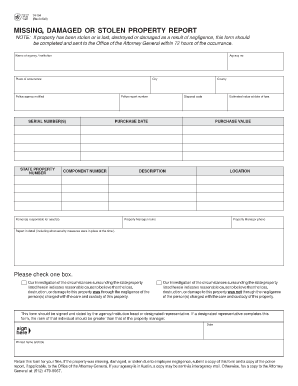 Stolen Property Report Template  Form