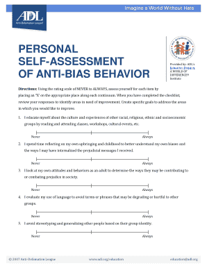 Personal Self Assessment of Anti Bias Behavior  Form