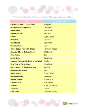 Pregnancy Candy Match Game Answers  Form