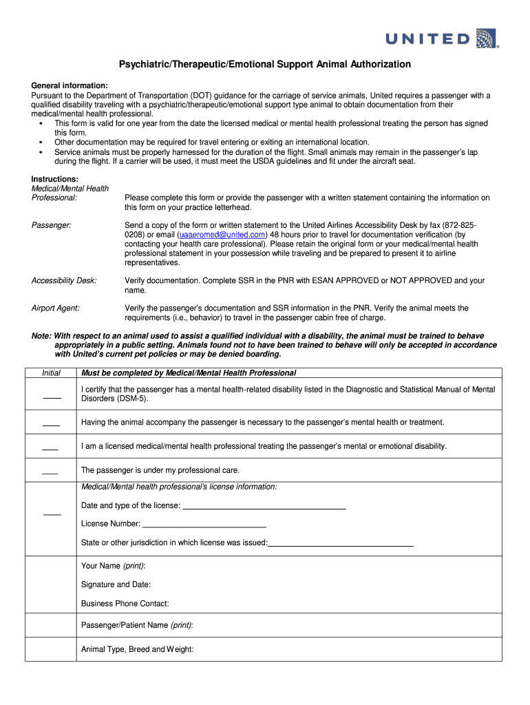 Emotional Support Animal Letter  Form