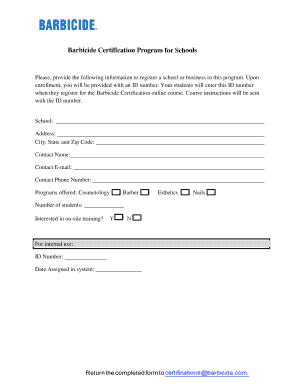 Barbicide Certification Answers  Form