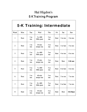 Hal Higdon 10k Intermediate  Form