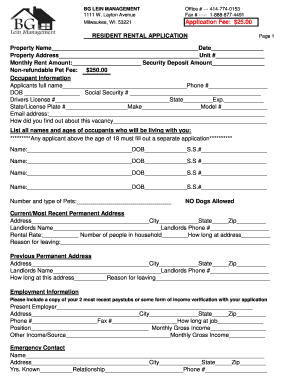 Bg Lein Management Form