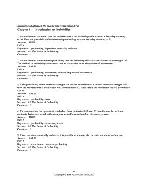 Business Statistics, 9e GroebnerShannonFry Chapter 4  Form