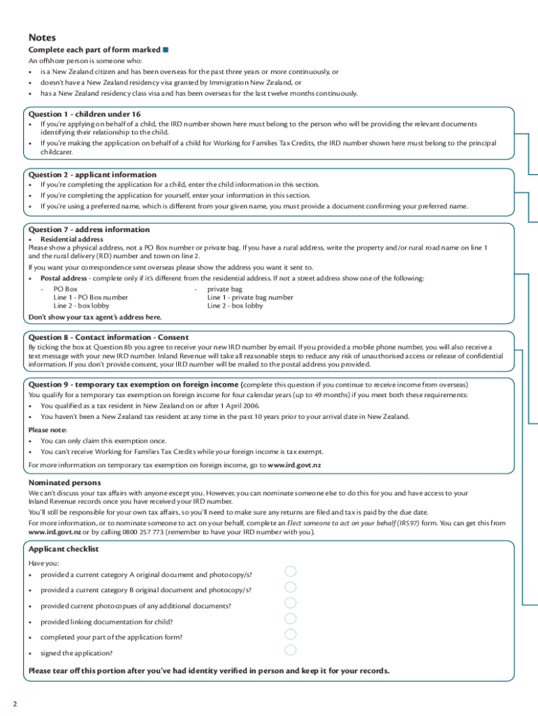  IRD Number Application Resident Individual Inland Revenue Ird Govt 2016