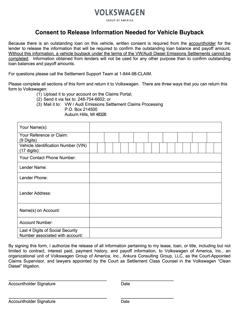 Get and Sign Release Buyback  Form