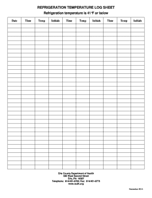 Refrigeration Log Sheet  Form