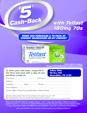 Telfast Cashback  Form