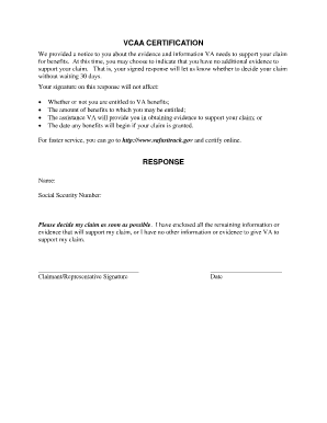 VCAA CERTIFICATION RESPONSE  Form
