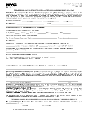 Per Session Waiver System  Form