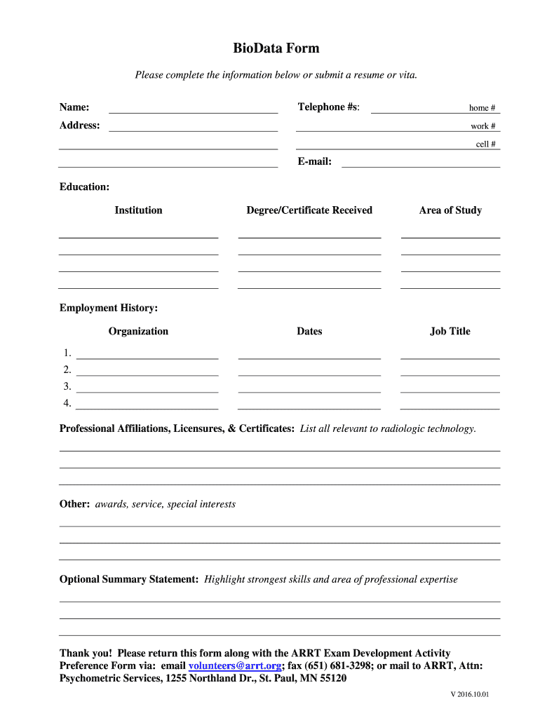 personal bio data form pdf