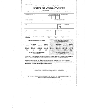 Huntingdon County Dog License  Form