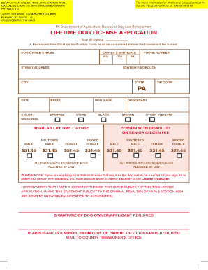 Dog License Virginia  Form