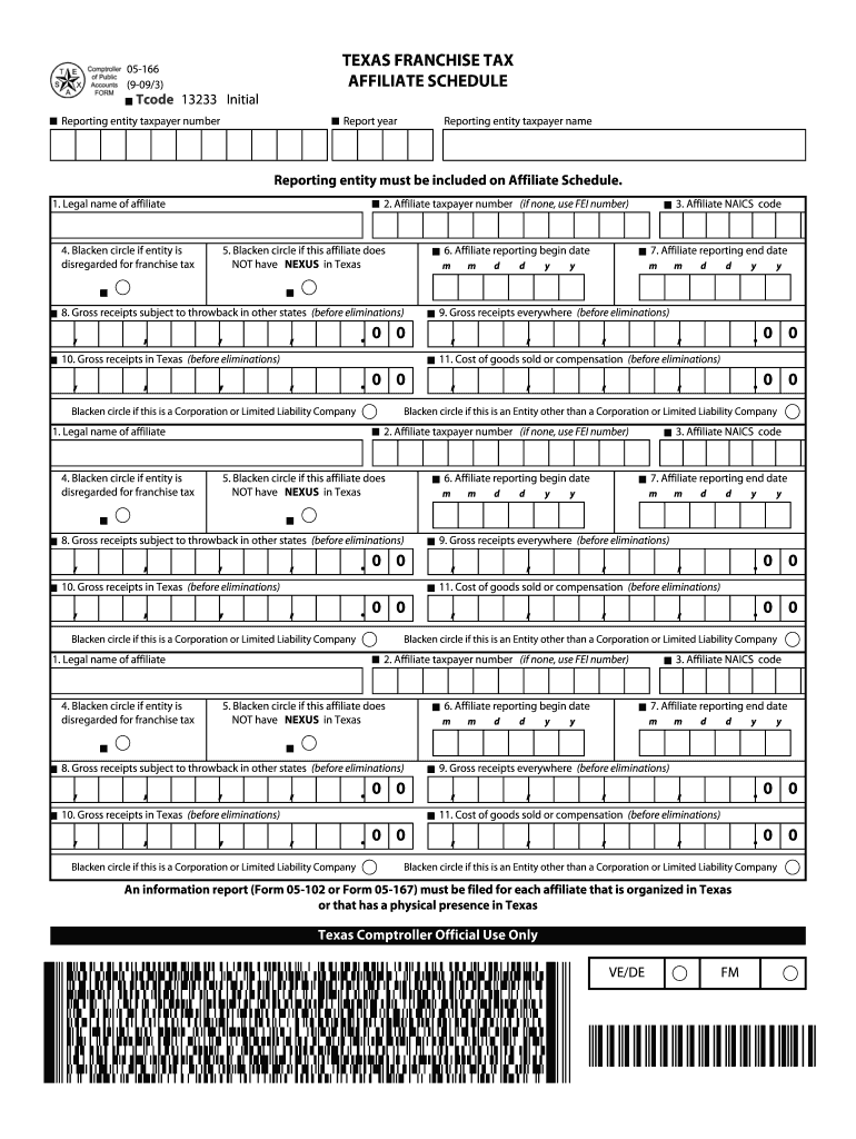  Form 05 166 Affiliate Schedule 2020