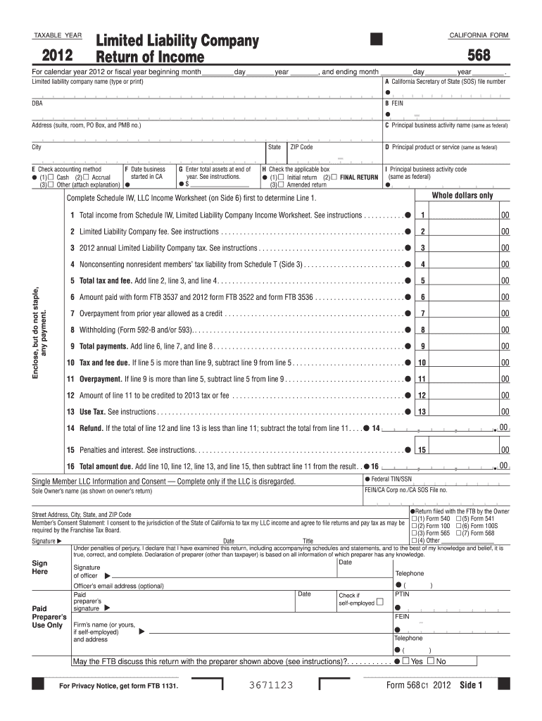  Form 568 2019