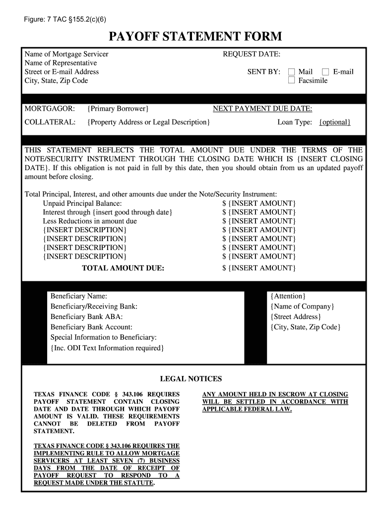 Blank Mortgage Payoff Request Form