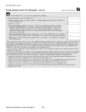 Foreign Earned Income Tax Worksheet PDF  Form