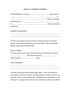 generic rental agreement fill out and sign printable pdf template signnow