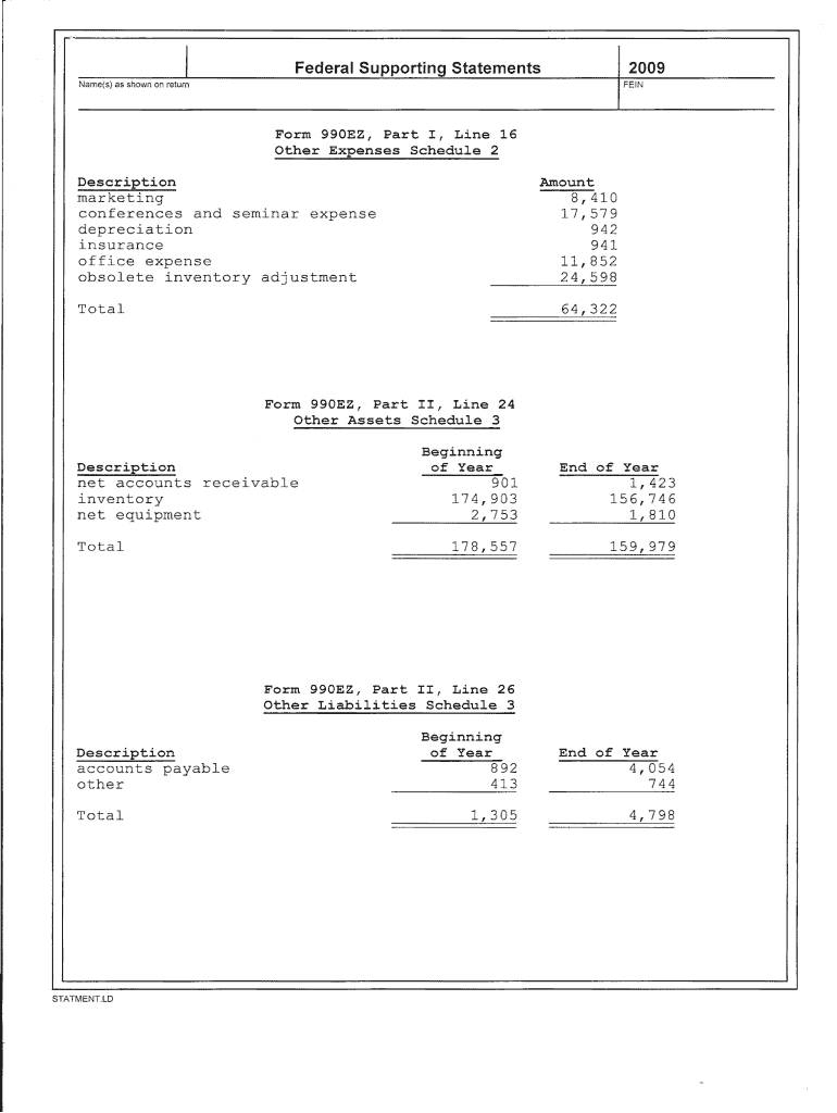  Federal Supporting Statements Template 2009-2024