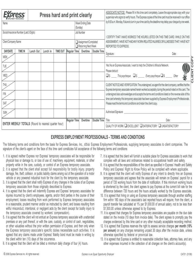  Express Timesheet  Form 2008