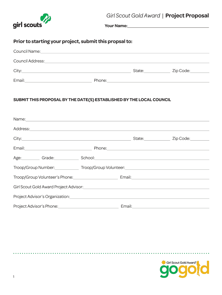 Get and Sign Girl Scout Gold Award  Form