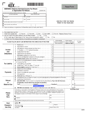 Form 40X 8 05  Alabama Department of Revenue