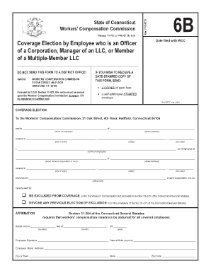 State of Connecticut Workers Comp 6b  Form