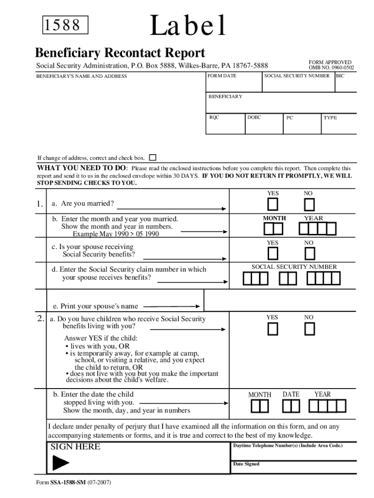  Where Can I Get a Ssa 1588 Online 2007-2024