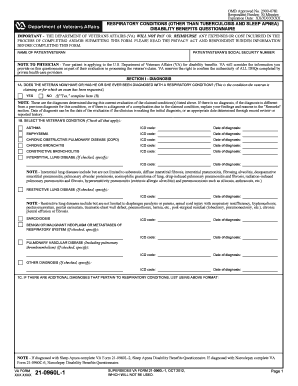 VA Form 21 0960L 1 Respiratory Conditions Disability Benefits Questionnaire Reginfo