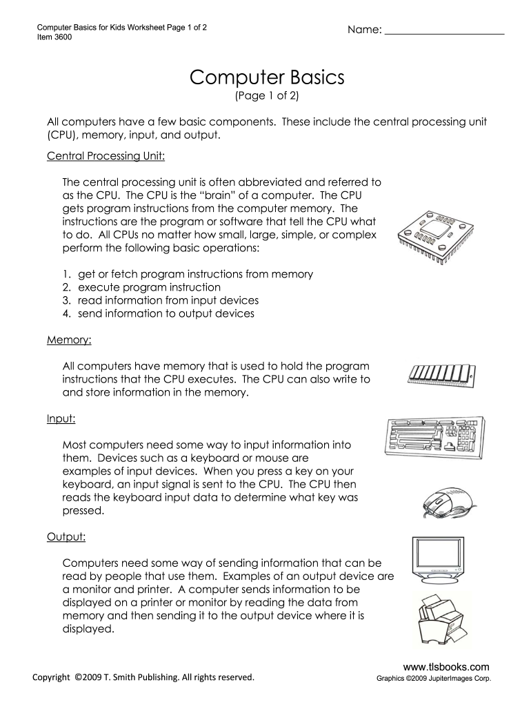 Computer Basics for Kids  Form