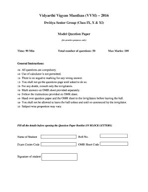 Vvm Question Papers  Form