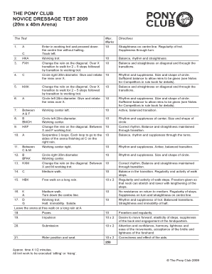 Novice Dressage Test  Form