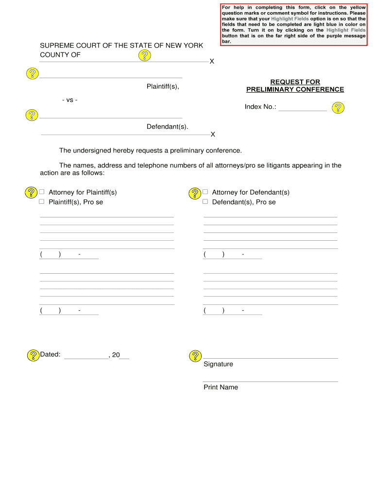 Preliminary Conference Form