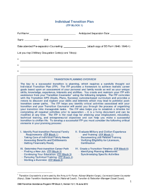 Individual Transition Plan  Form