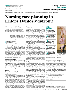 Ehlers Danlos Syndrome Care Plan for School  Form