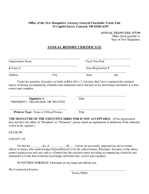 Nh Annual Report Certificate  Form