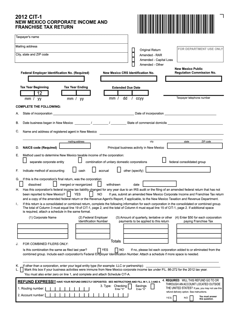  New Mexico Cit 1 Form 2018