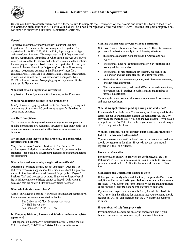  Business Tax Declaration  Form 2003