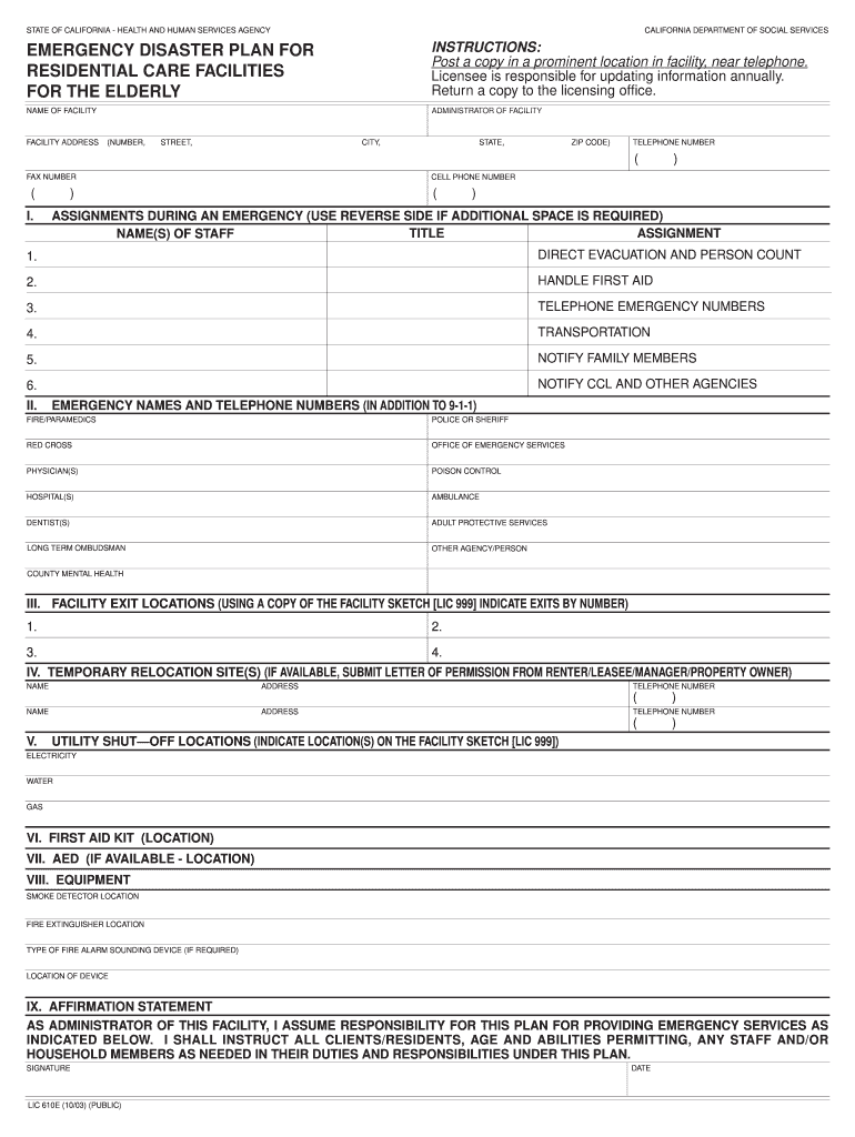 Lic 610e Form