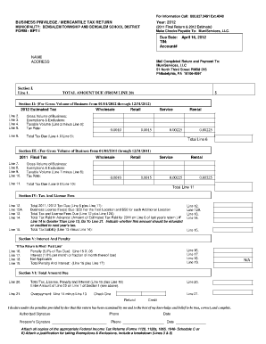 Bensalem Township Business Privilege Tax  Form