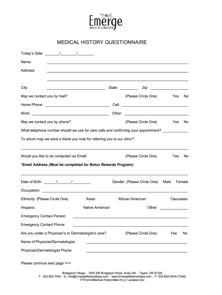 Spa Research Questionnaire  Form