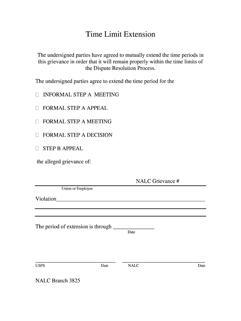 Nalc Extension Form