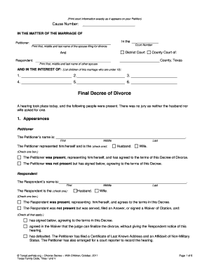 Divorce Decree Texas Fill Out And Sign Printable Pdf Template Signnow