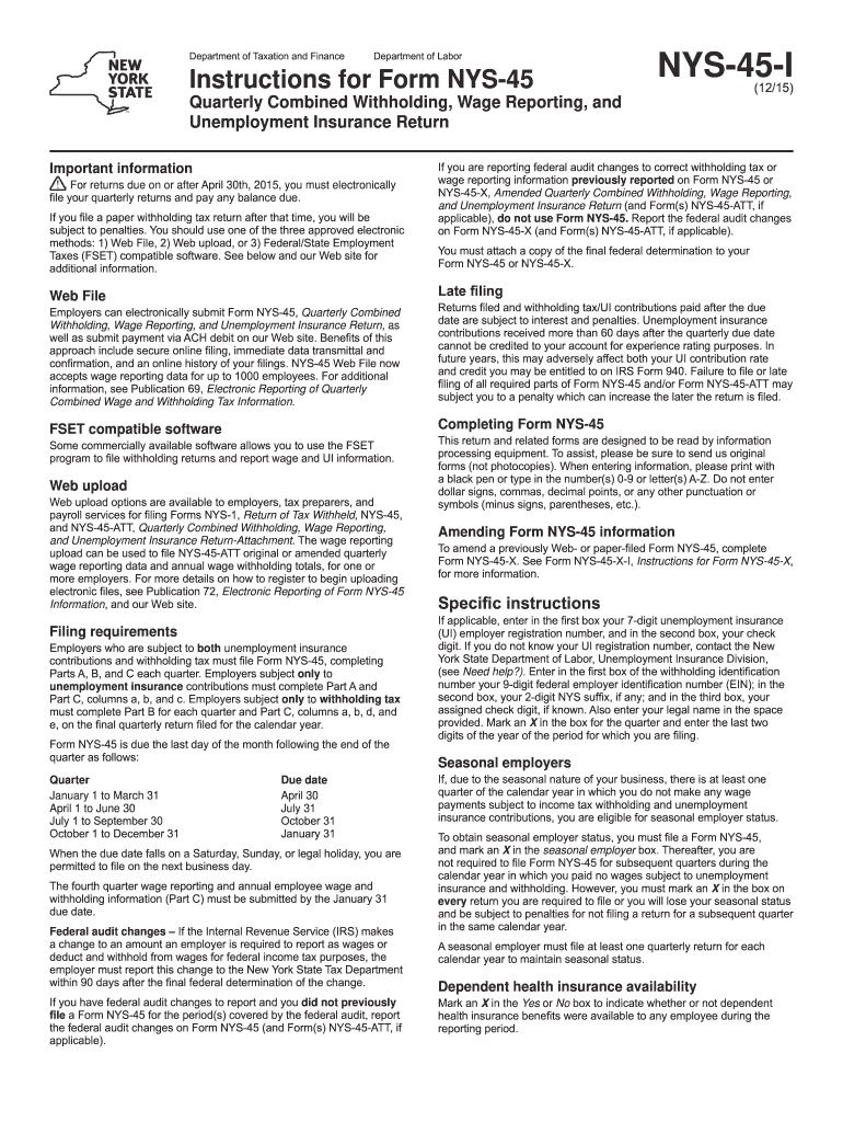  Instructions for Nys 45  Form 2013