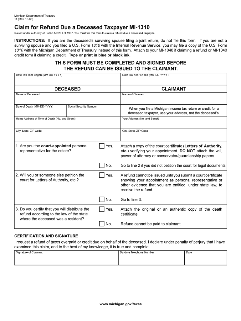  Mi 1310 Instructions  Form 2008