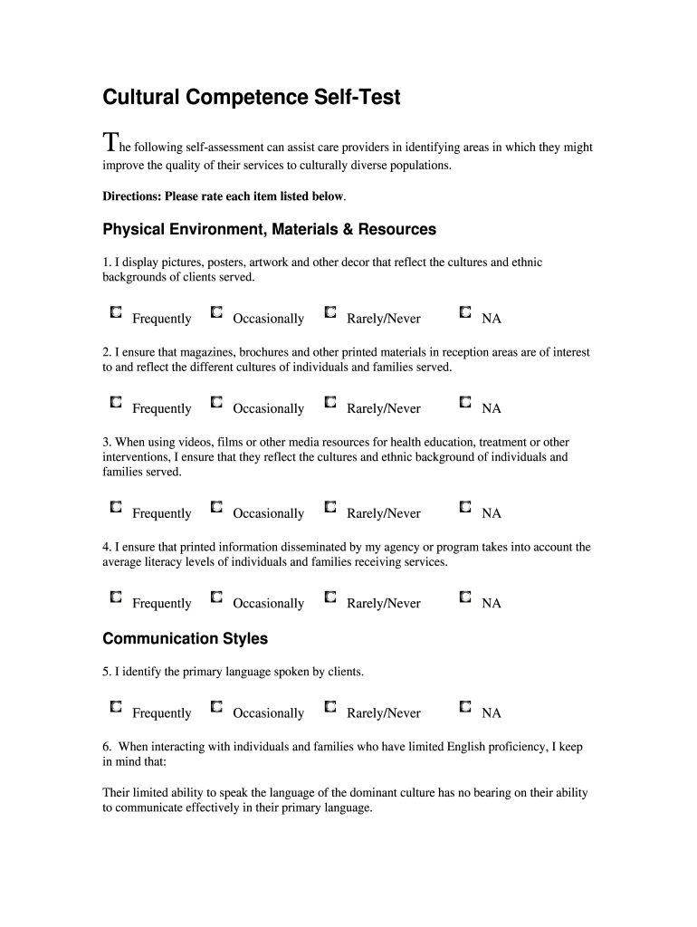 Testing Cultural Competency in Teachers  Form